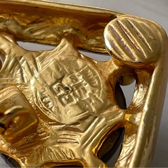 Givenchy gold and black lucite drop statement earrings vintage - Picture 9 of 9